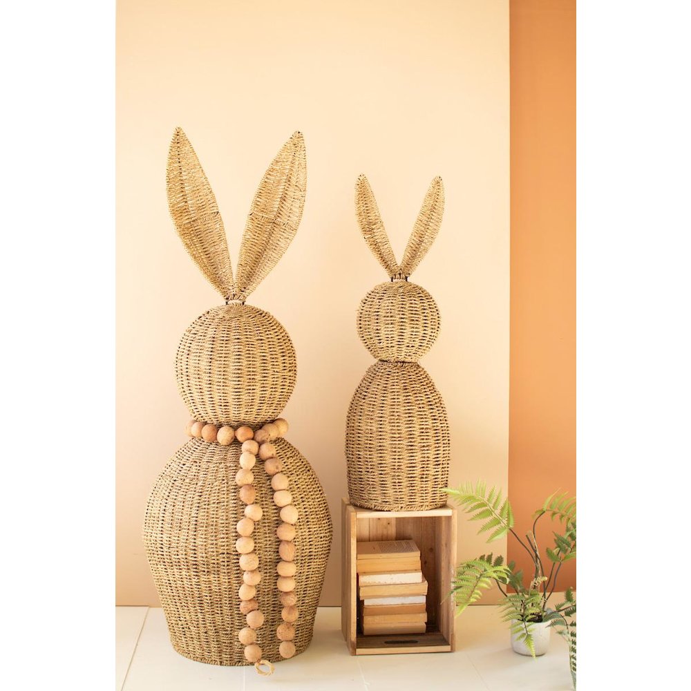 Set Of Two Giant Woven Vine  Easter Rabbits. Picture 2