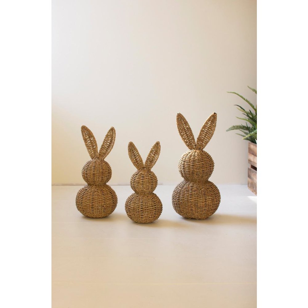Set Of Three Woven Vine Easter Rabbits. Picture 3