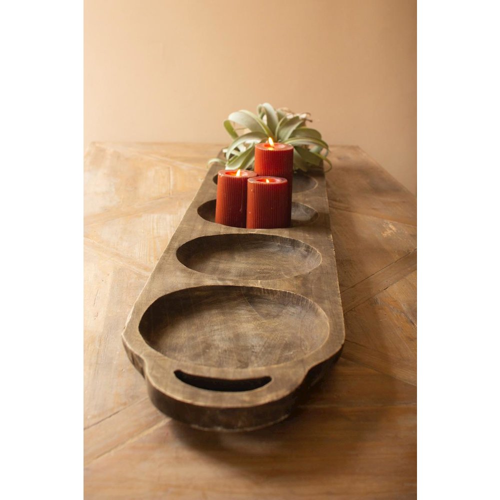 Giant Long Oval Wood Serving Tray - Dark Brown. Picture 2