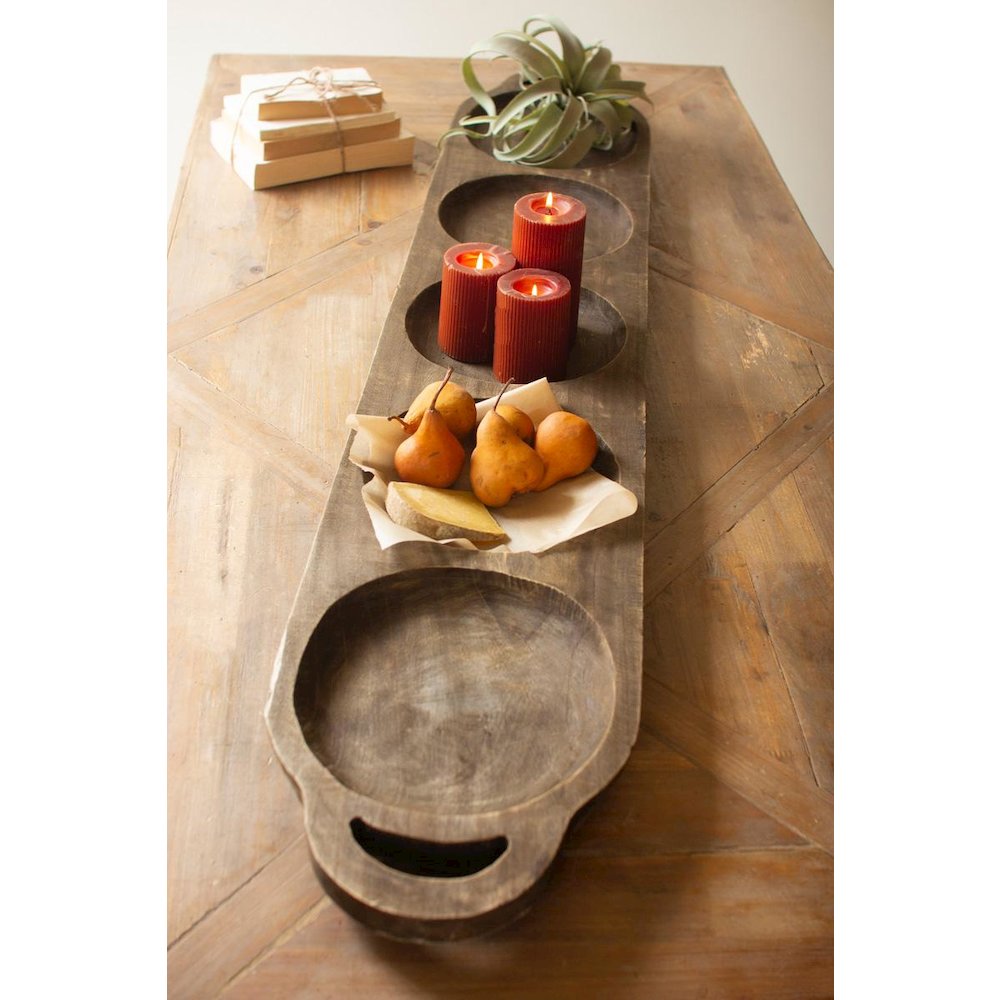 Giant Long Oval Wood Serving Tray - Dark Brown. Picture 3
