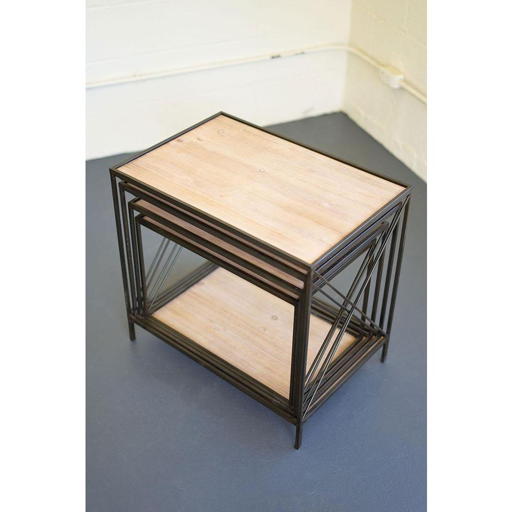Stackable Four Tiered Metal And Wood Shelving Unit. Picture 5