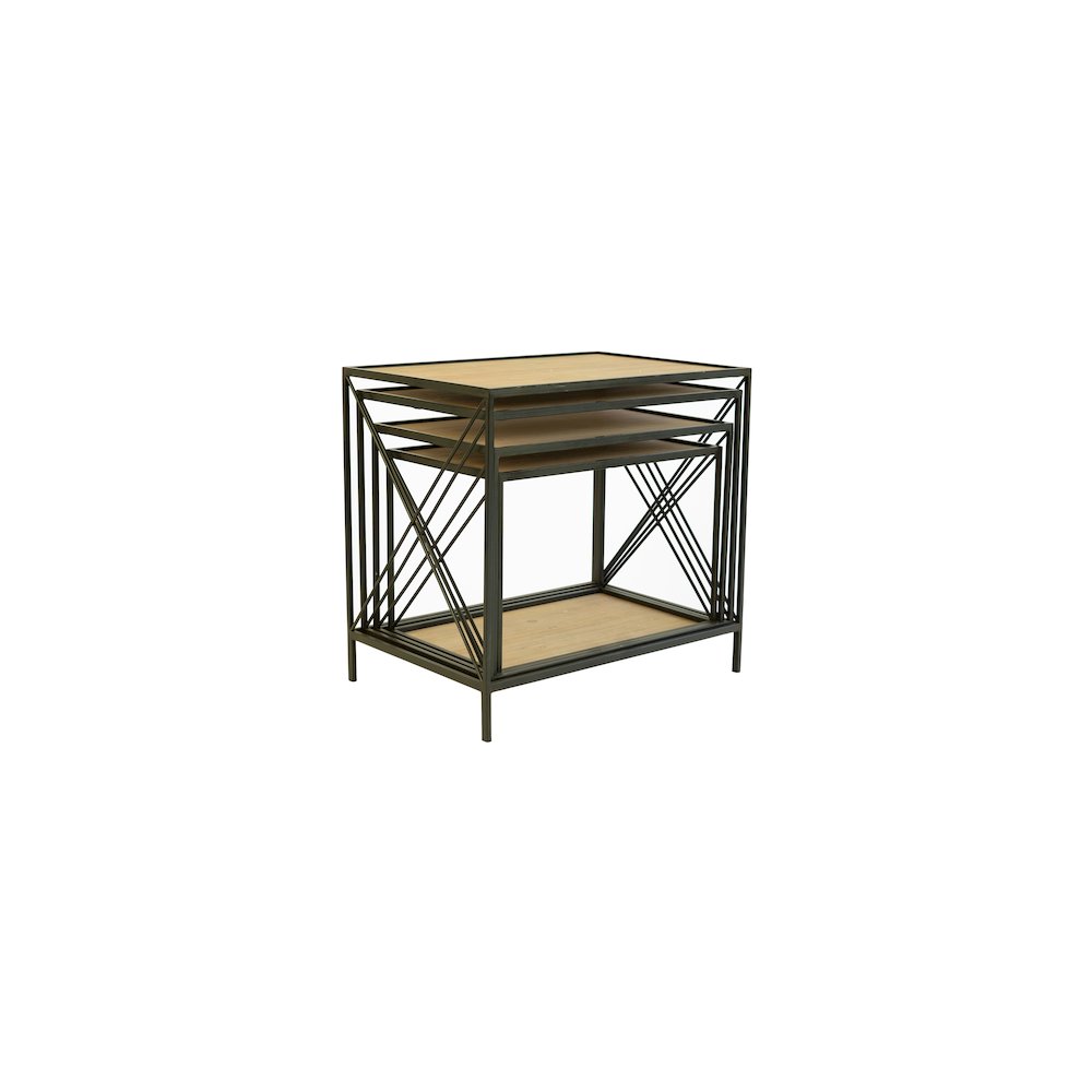 Stackable Four Tiered Metal And Wood Shelving Unit. Picture 2