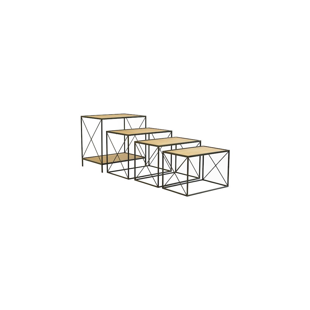 Stackable Four Tiered Metal And Wood Shelving Unit. Picture 1