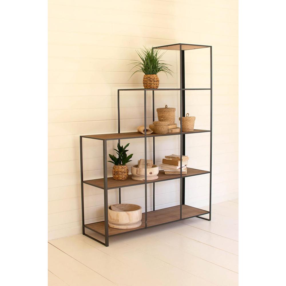 Stair Step Wood And Metal Display Unit. Picture 3