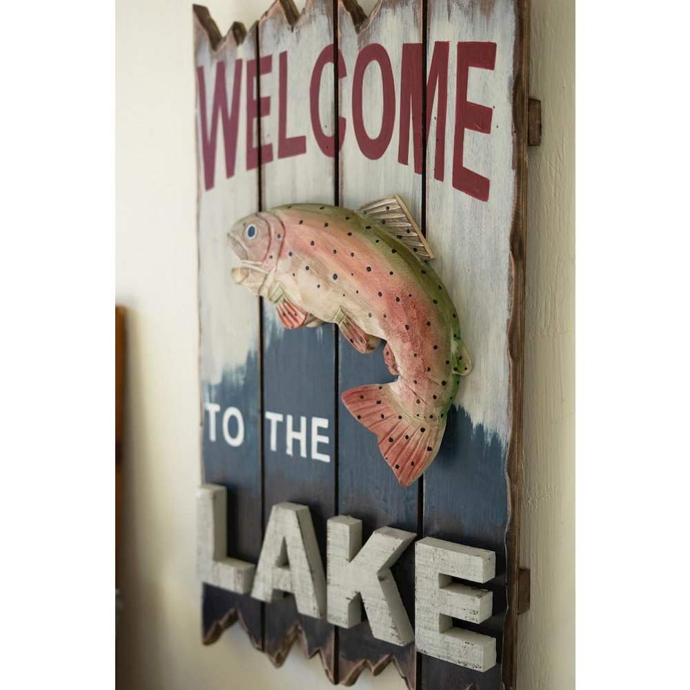 Welcome To The Lake Sign With Trout. Picture 2
