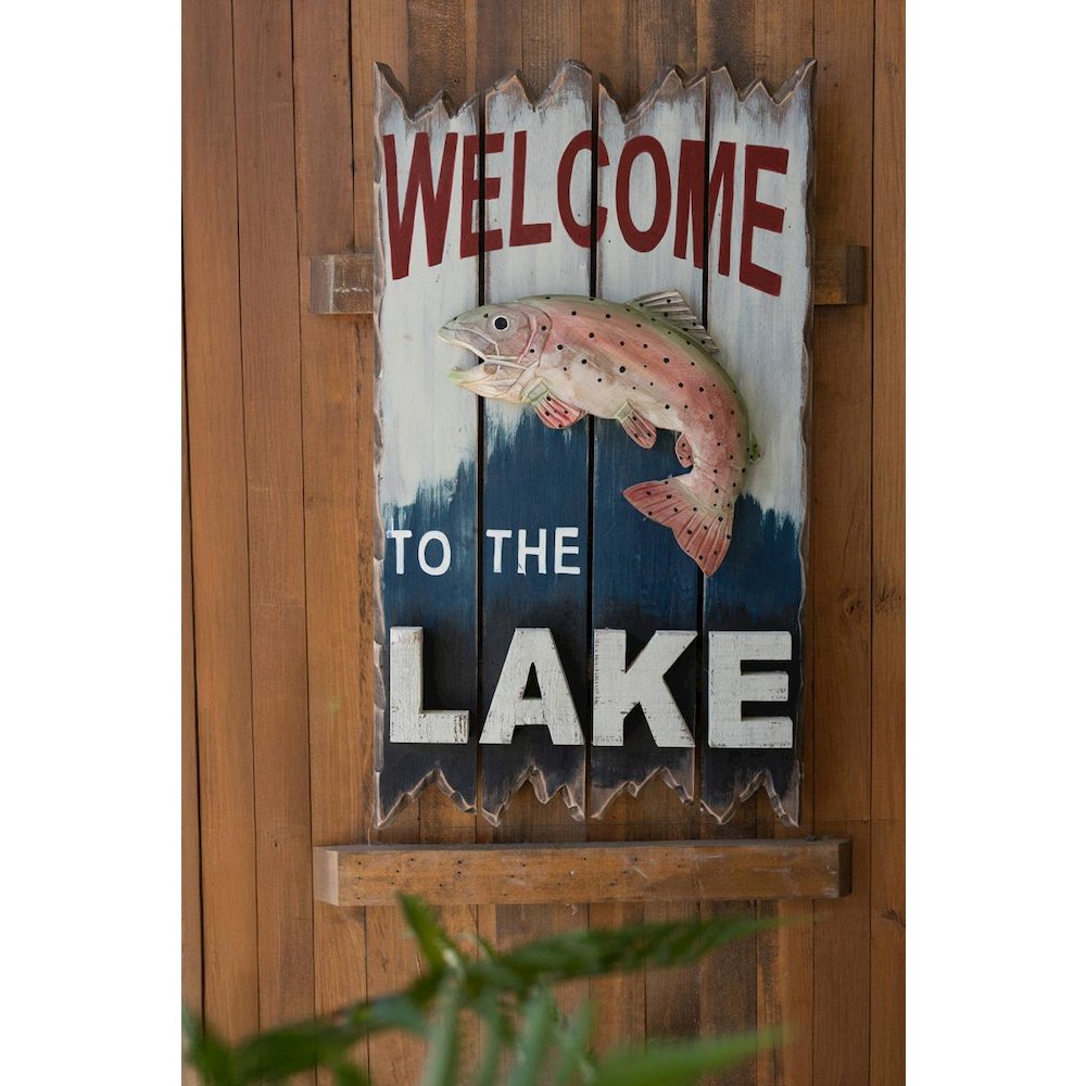 Welcome To The Lake Sign With Trout. Picture 3