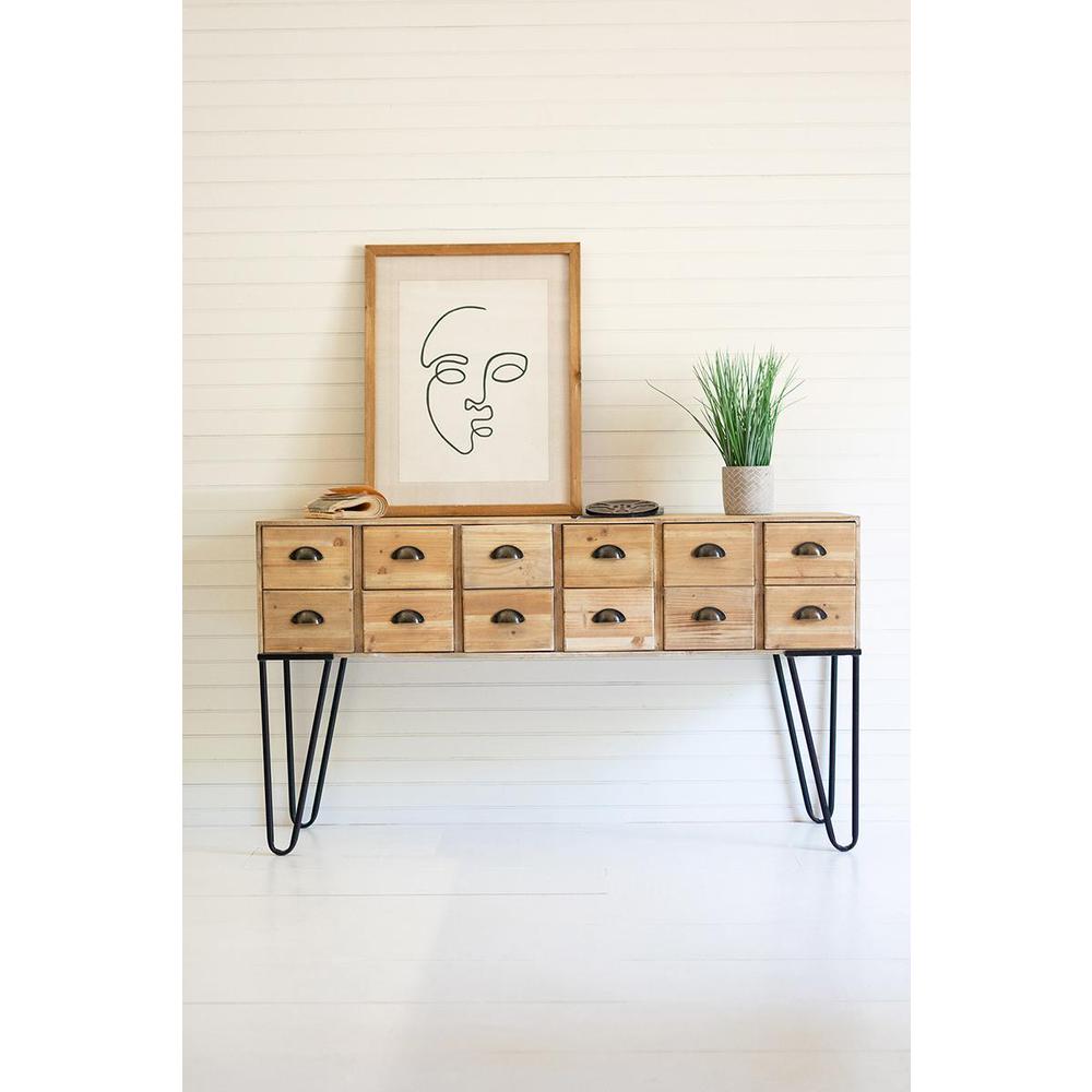 Chest Of 12  Wooden Drawers With Iron Legs. Picture 1
