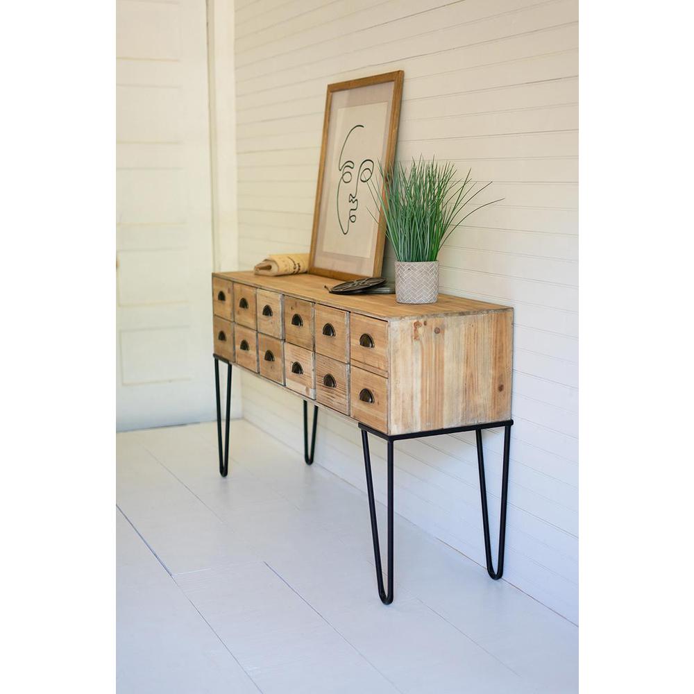 Chest Of 12  Wooden Drawers With Iron Legs. Picture 4
