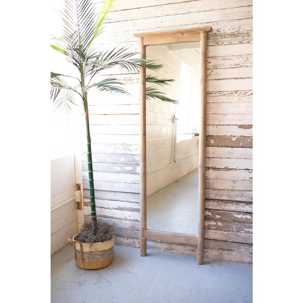 Tall Wood Framed Floor Mirror. Picture 1