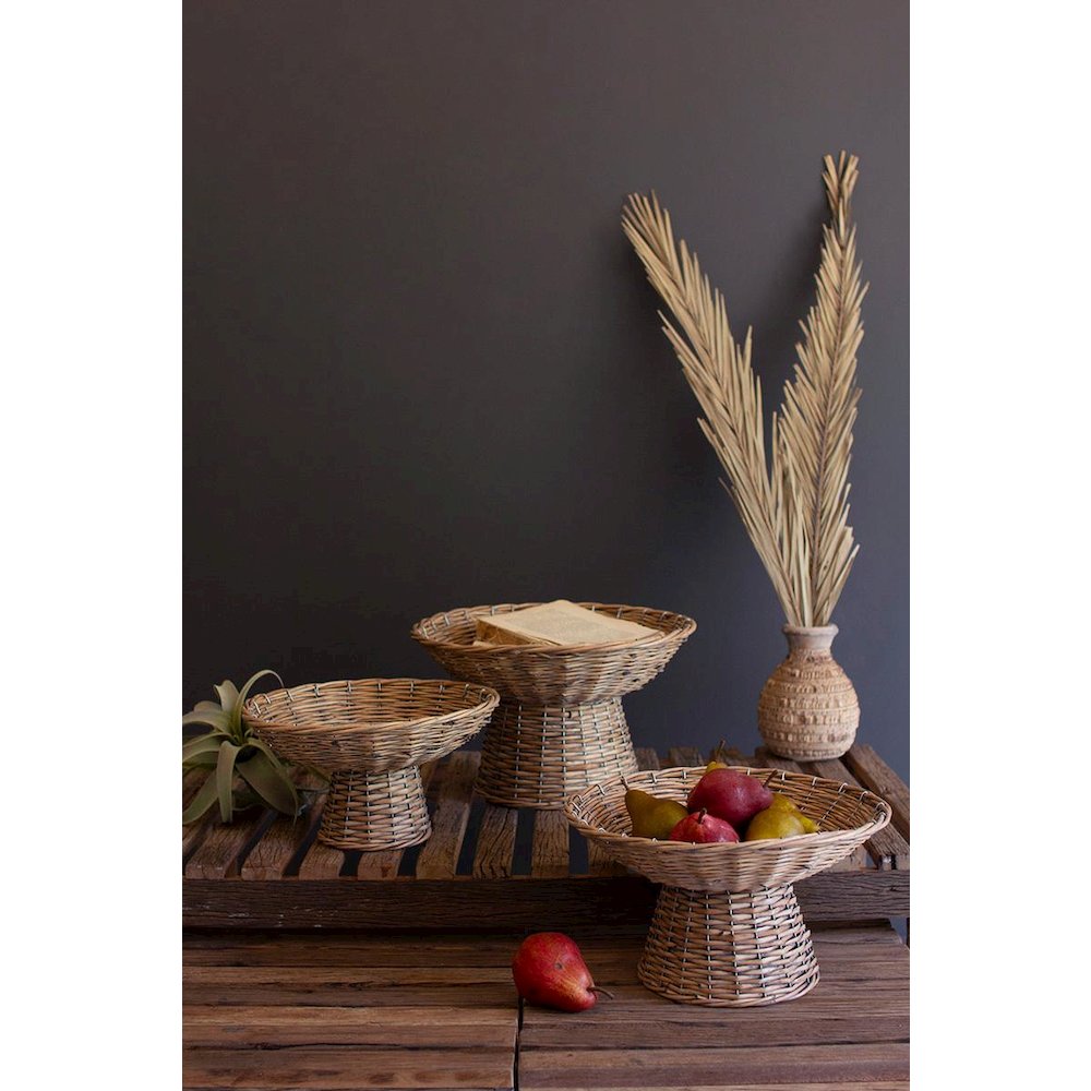 Set Of Three Wicker Compotes. Picture 1