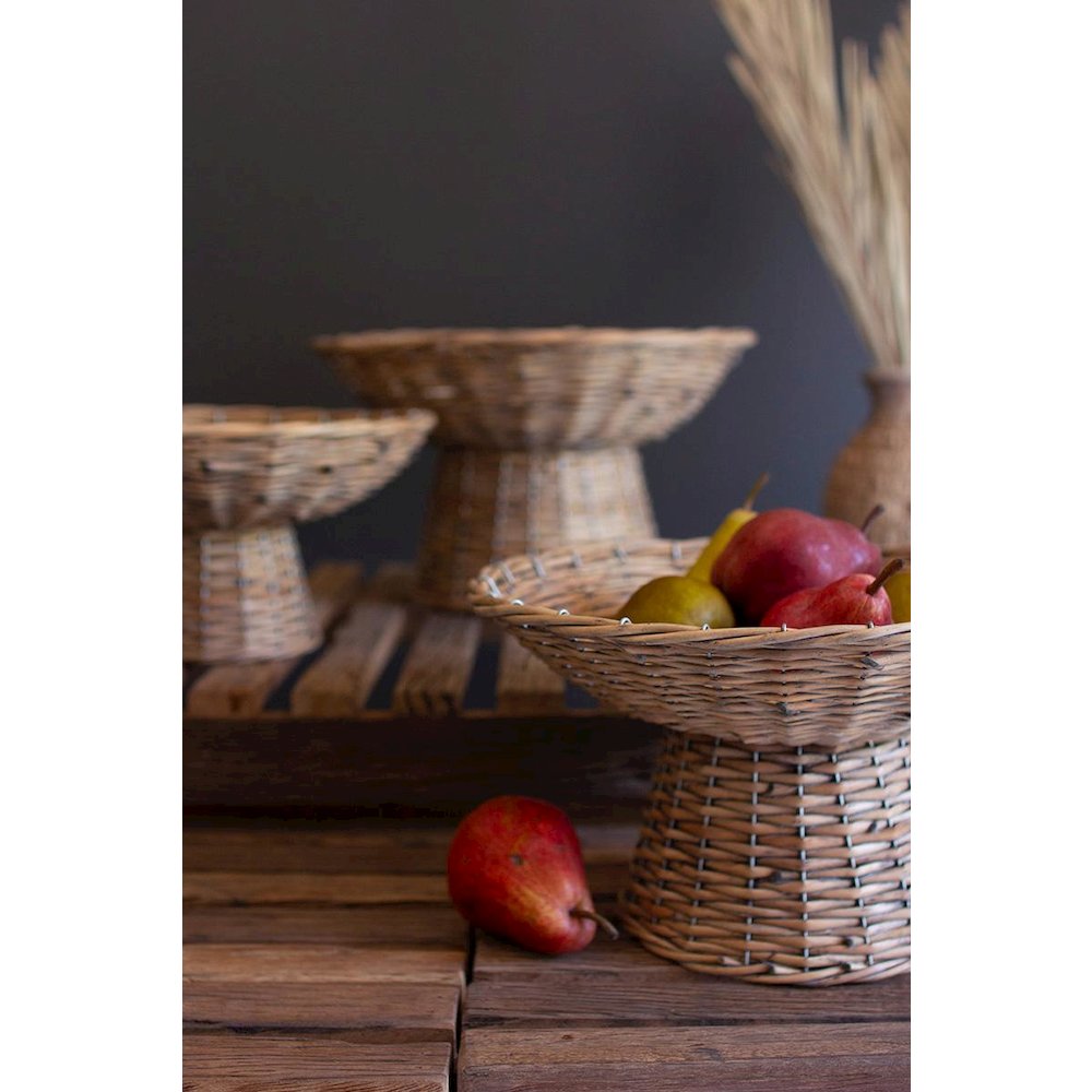 Set Of Three Wicker Compotes. Picture 2