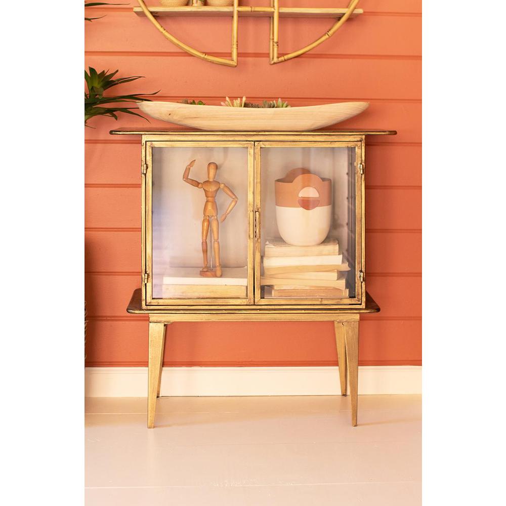 Antique Brass And Glass Two Door Cabinet. Picture 2