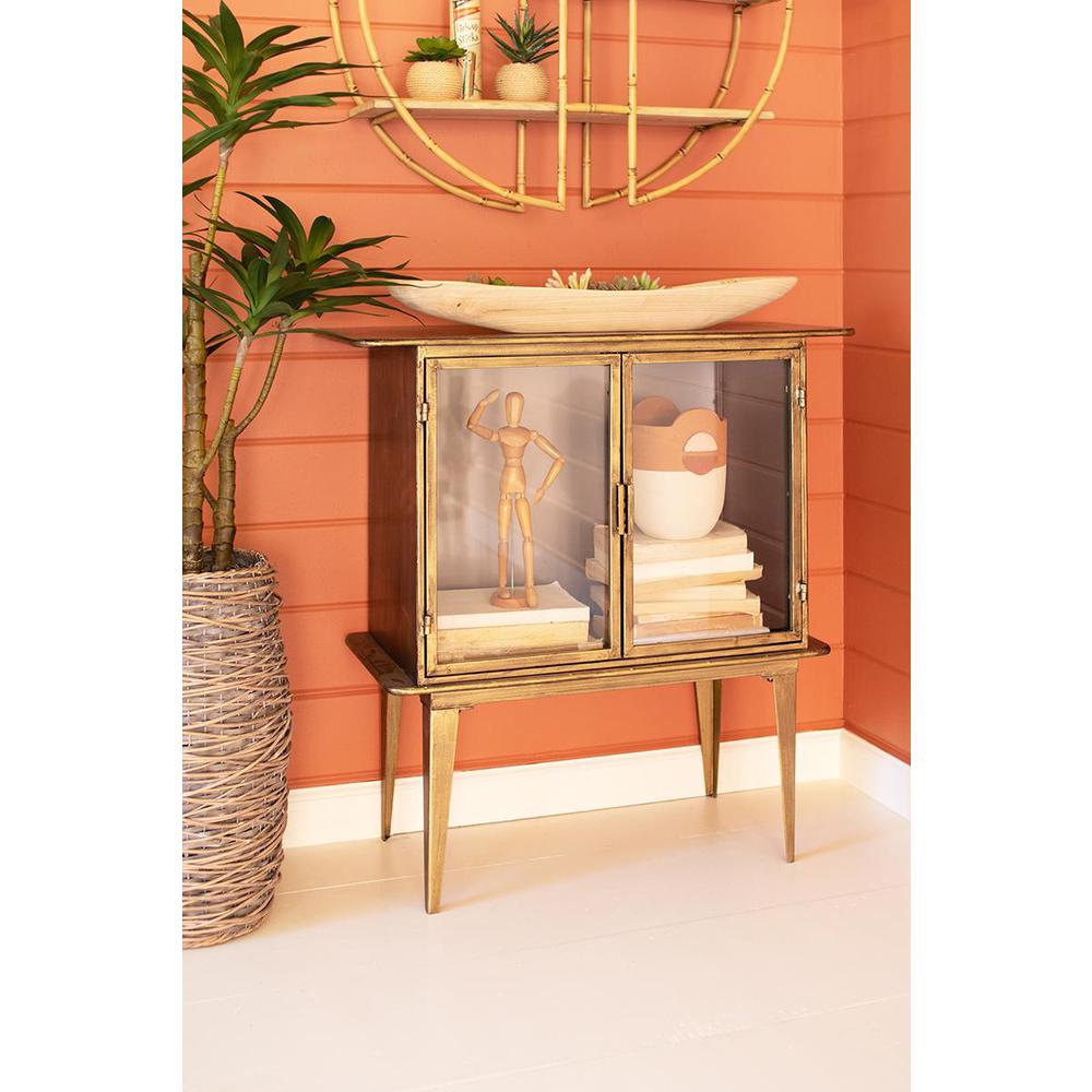 Antique Brass And Glass Two Door Cabinet. Picture 5