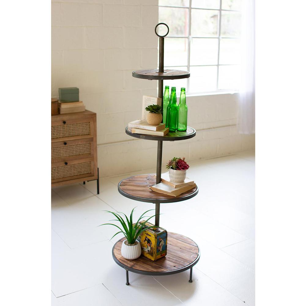 Four Tiered Recycled Wood And Metal Display Tower. Picture 2