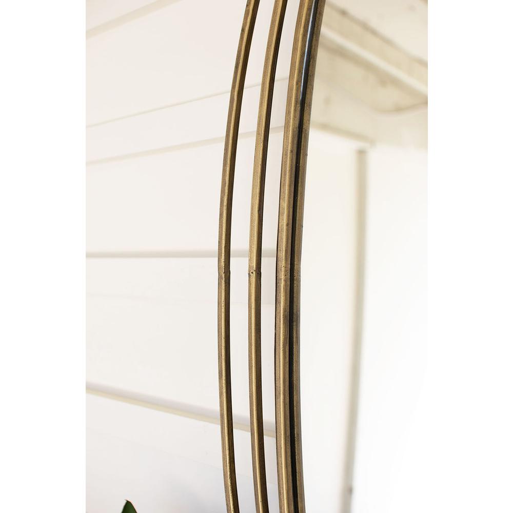Tall Oval Antique Brass Mirror. Picture 3