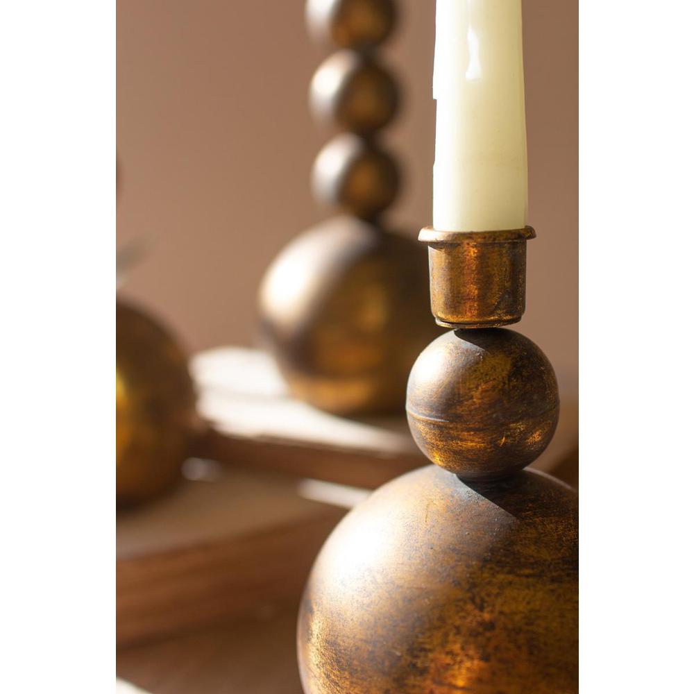 Set Of Three Antique Brass Taper Candle Holders. Picture 3