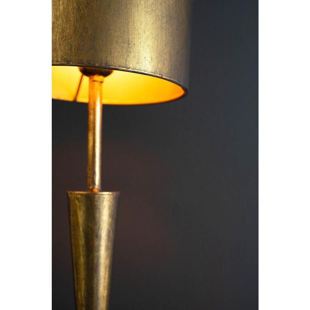 Antique Gold Table Lamp With Metal Barrel Shade. Picture 3