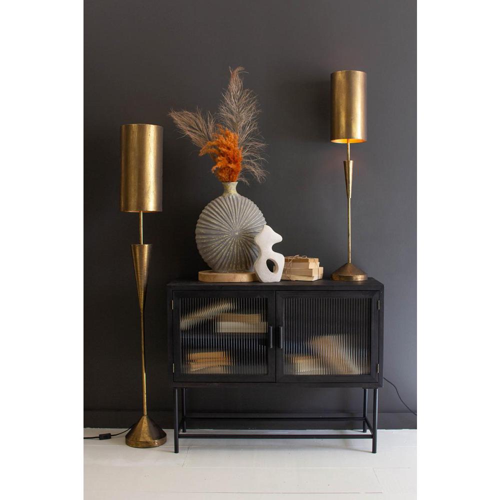 Antique Gold Table Lamp With Metal Barrel Shade. Picture 5