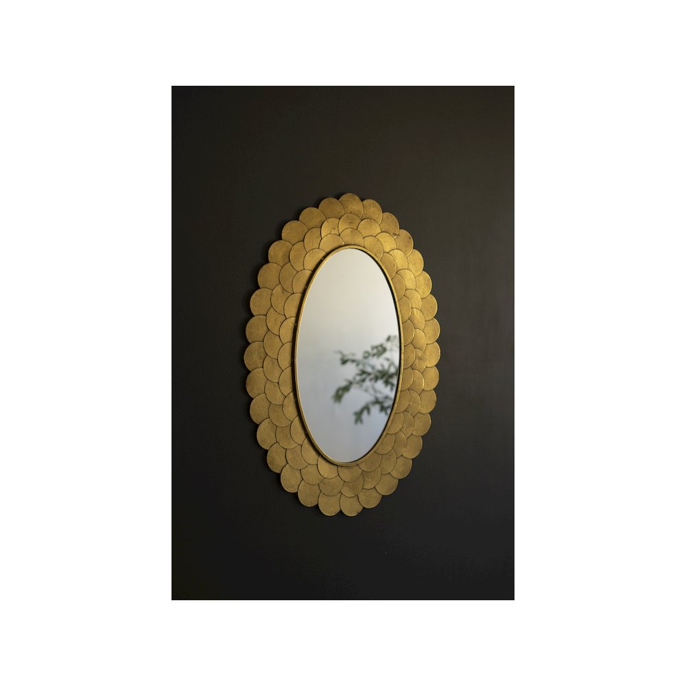 Layered Antique Gold Scallop Framed Mirror. Picture 1