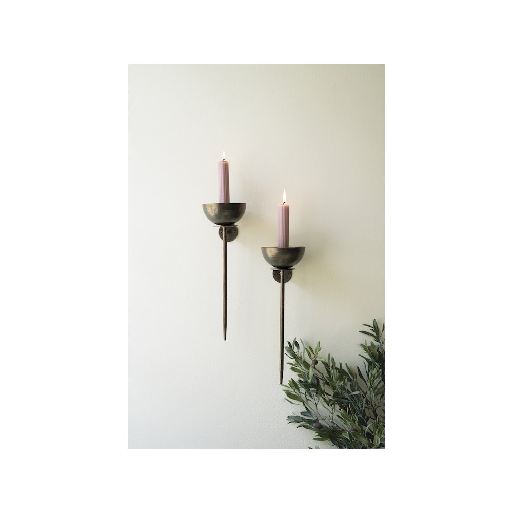 Set Of Two Metal Wall Taper Candle Holders. Picture 1