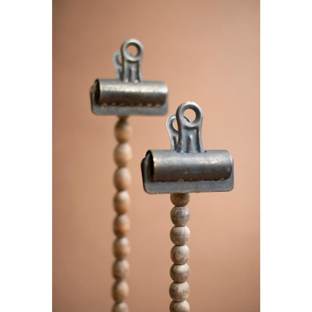 Set Of Two Wood Beads On A Base With Clips. Picture 3