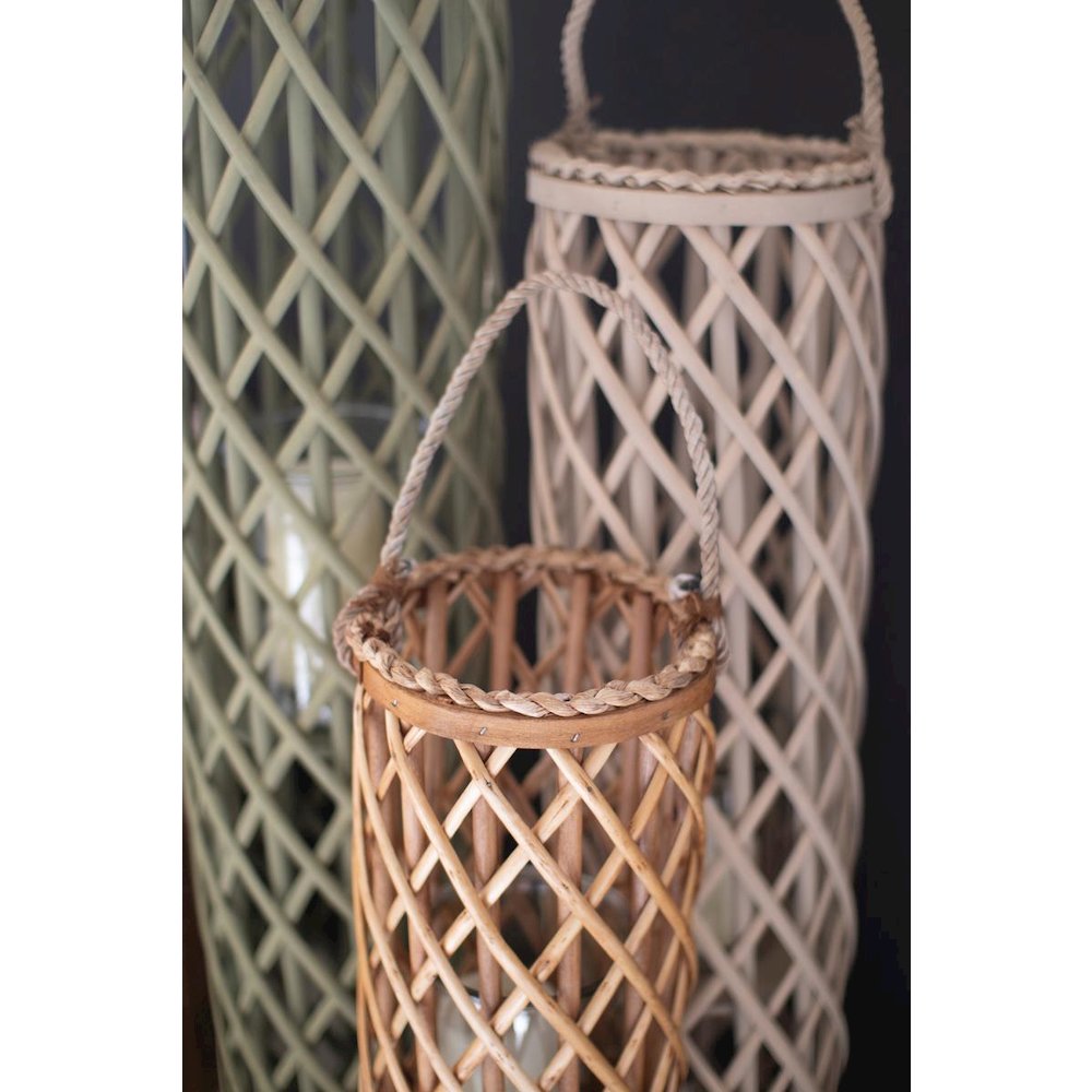 Set Of Three Willow Lanterns With Glass Inserts - One Each. Picture 3