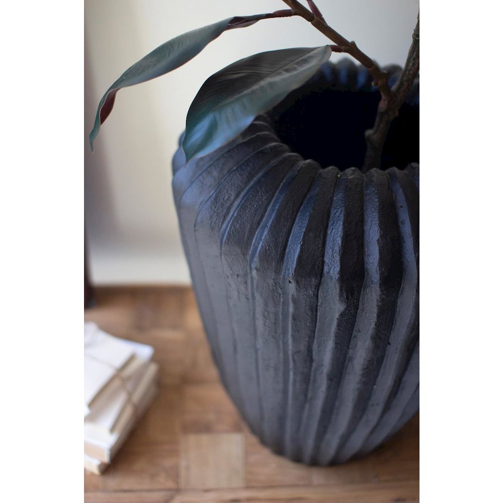 Tall Stone Composite Urn - Black. Picture 3