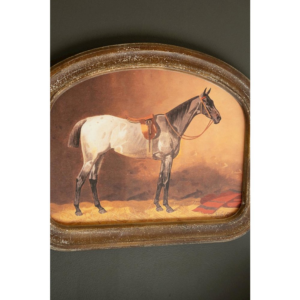 Set Of Two Framed Horse Prints Under Glass. Picture 2