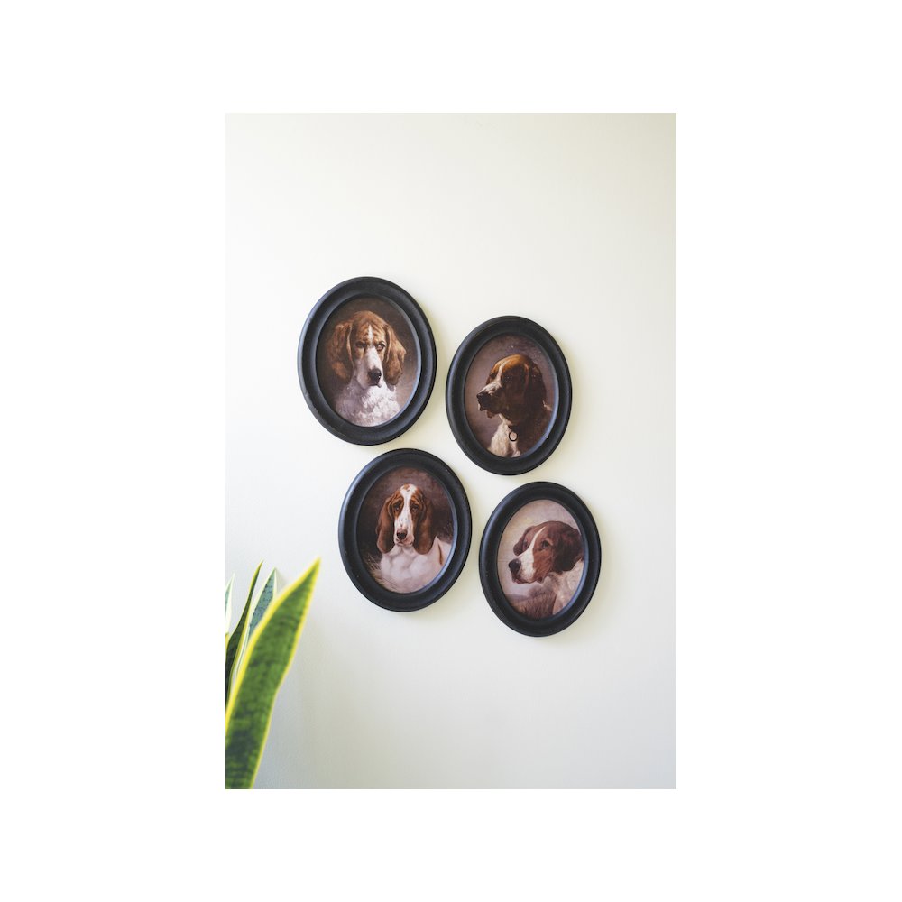 Set Of Four Framed Oval Dog Prints. Picture 2