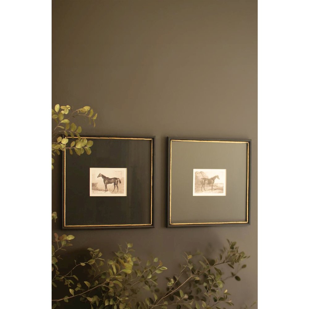 Set of Two Framed Horses Print Under Glass. Picture 1