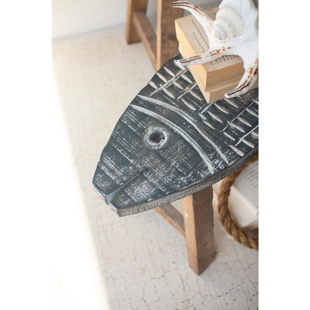 Set Of Two Wooden Fish Stools. Picture 4