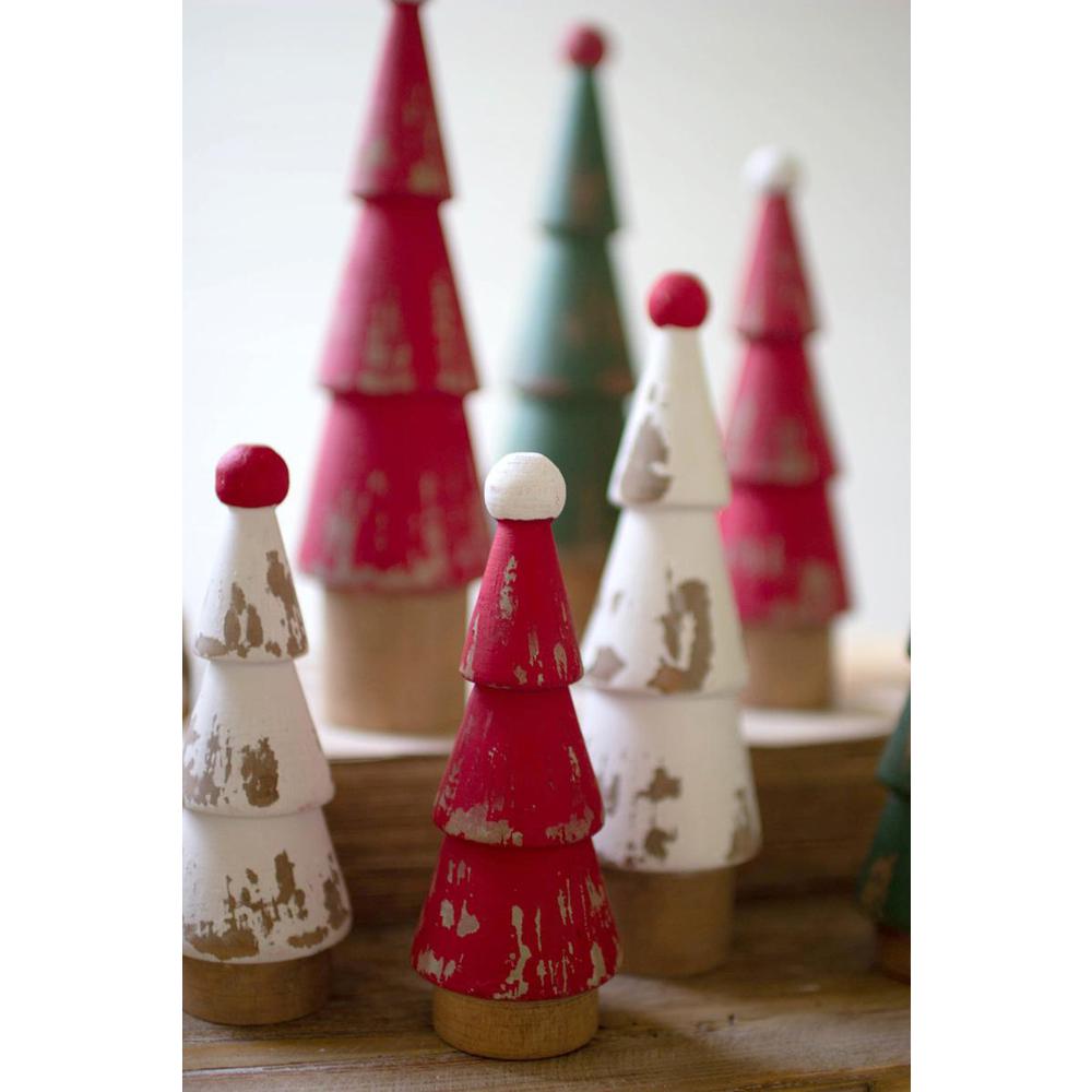 Set Of Nine Turned Wood Painted Christmas Trees. Picture 5