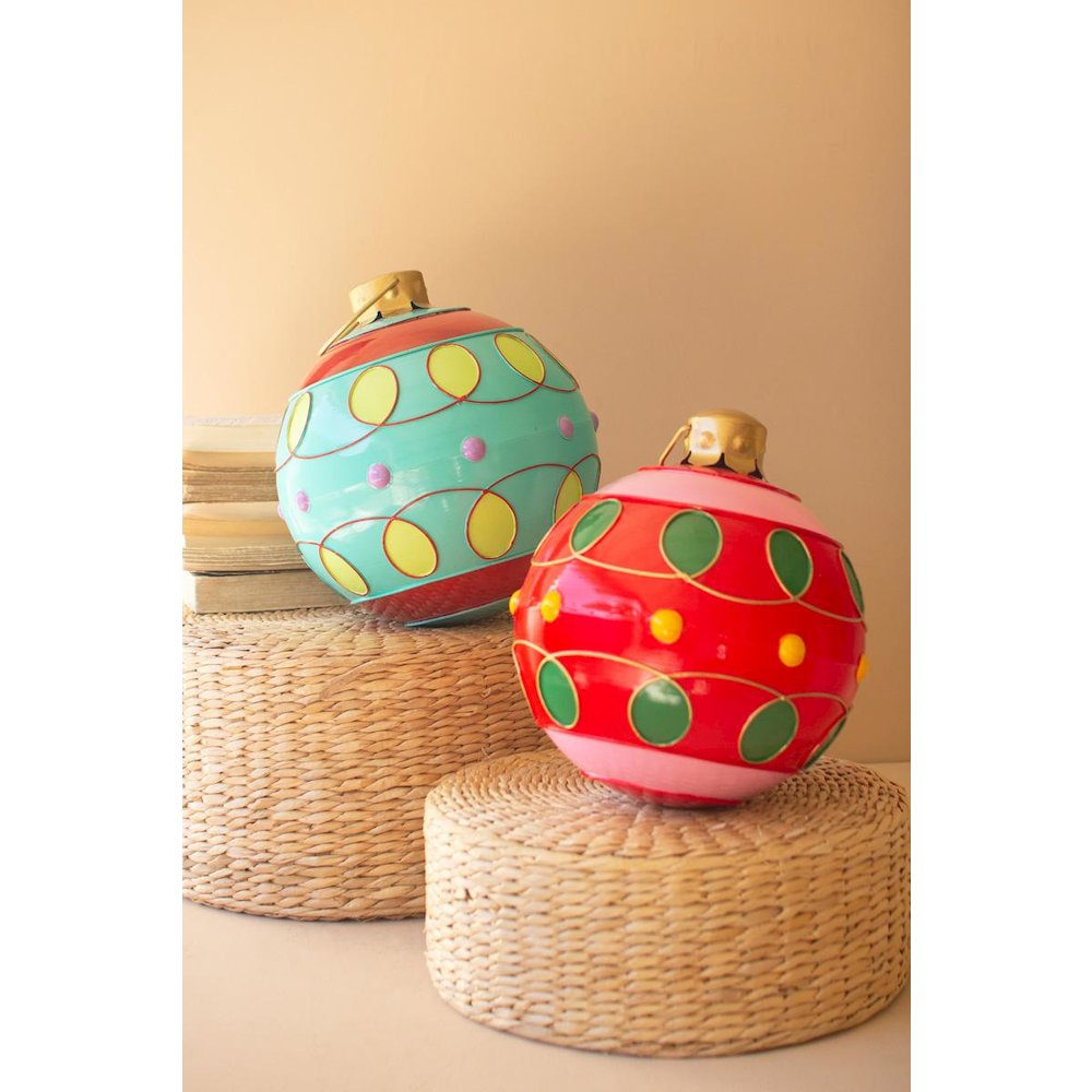 Set/2 Large Colorful Christmas Ball Ornaments. Picture 4