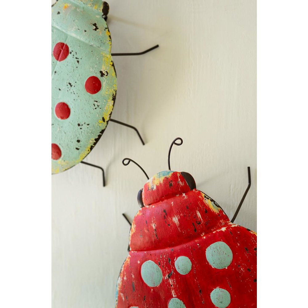 Set Of Two Painted Metal Lady Bug Wall Art. Picture 2