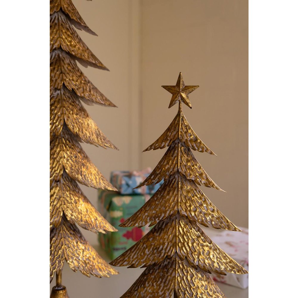 Set Of Two Antique Gold Christmas Trees. Picture 2