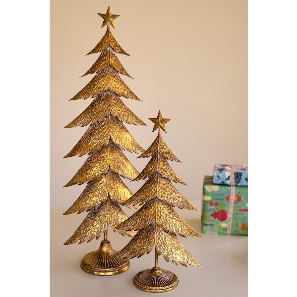 Set Of Two Antique Gold Christmas Trees. Picture 3