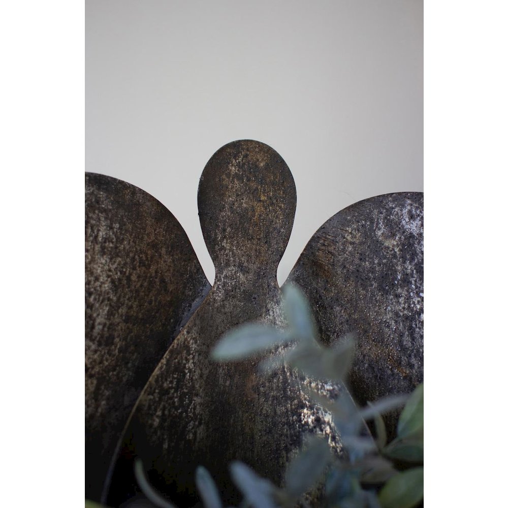 Set Of Two Rustic Metal Angel Candle Holders. Picture 3