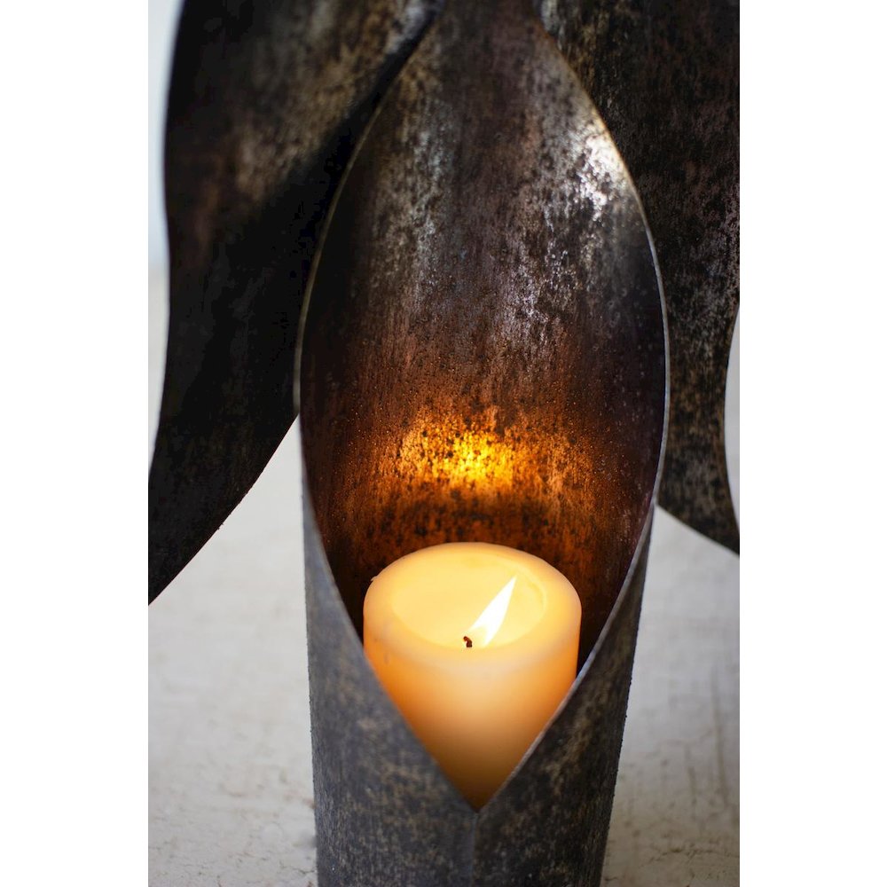 Set Of Two Rustic Metal Angel Candle Holders. Picture 4
