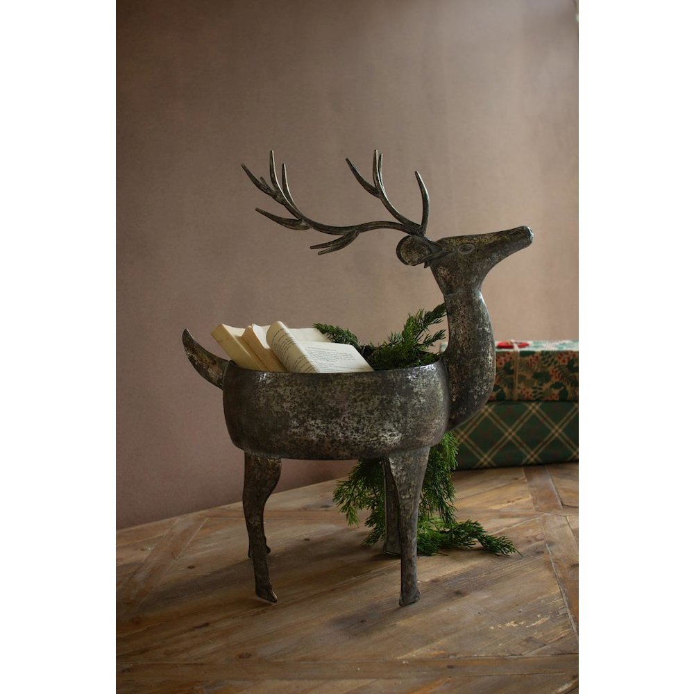 Rustic Metal Reindeer Planter. Picture 2
