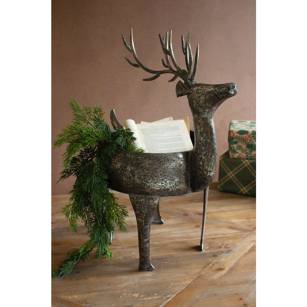 Rustic Metal Reindeer Planter. Picture 3