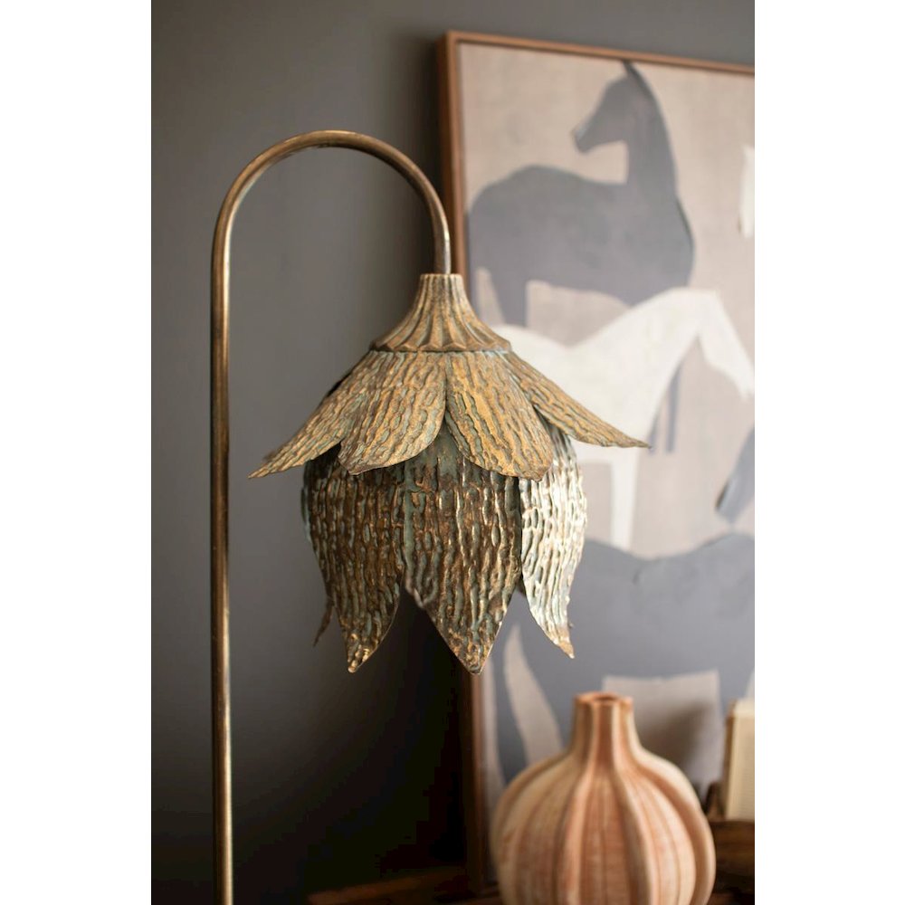 Antique Brass Tulip Floor Lamp. Picture 2
