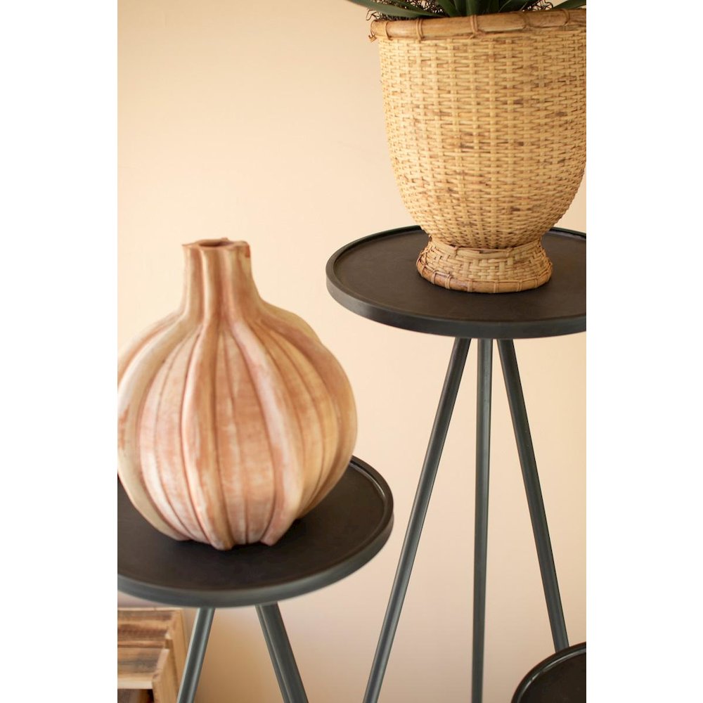 Set Of Three Tall Painted Metal Display Stands. Picture 3