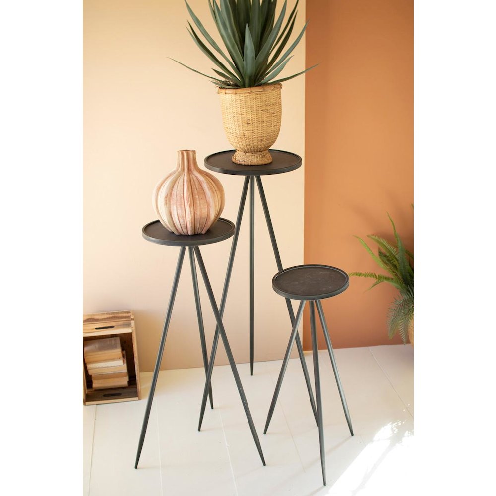 Set Of Three Tall Painted Metal Display Stands. Picture 4