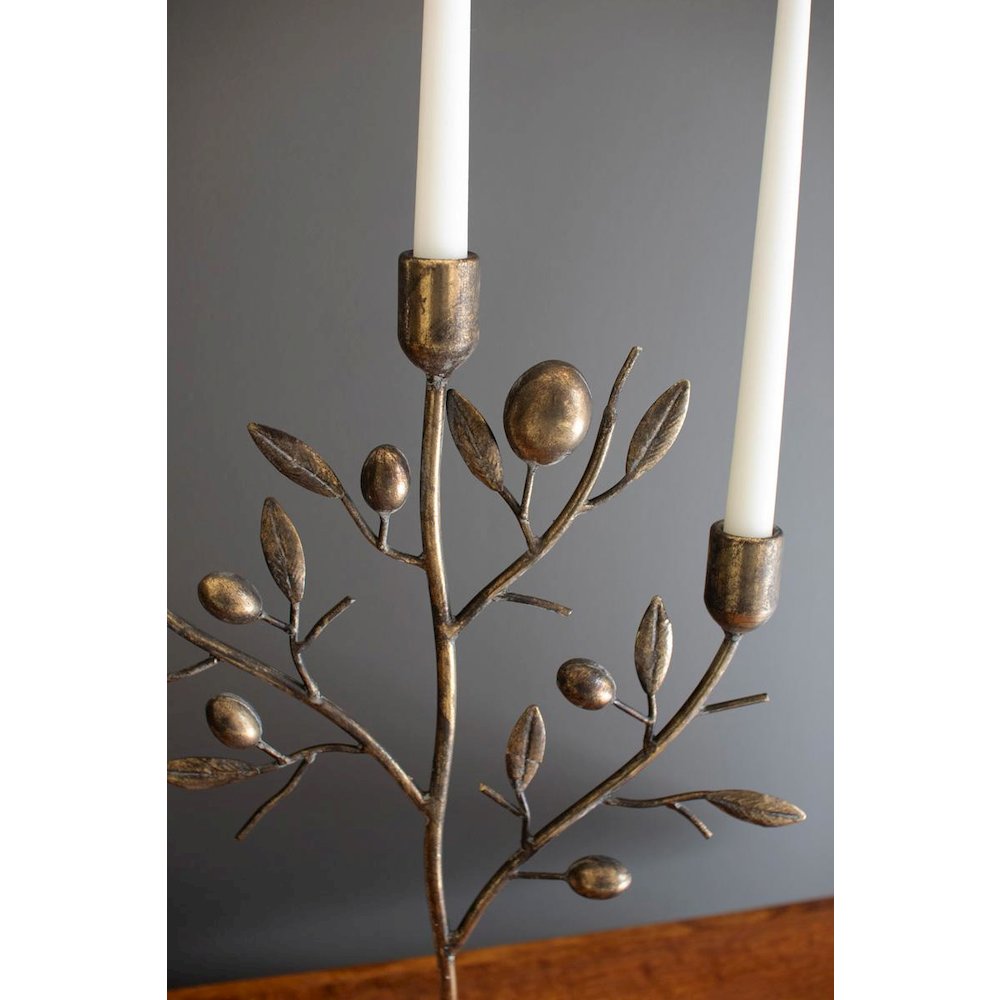 Antique Brass Fruit Tree Taper  Candelabra. Picture 2