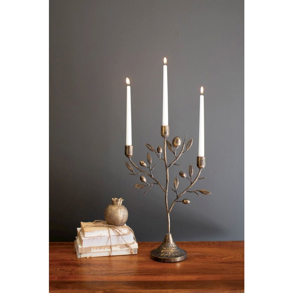 Antique Brass Fruit Tree Taper  Candelabra. Picture 3
