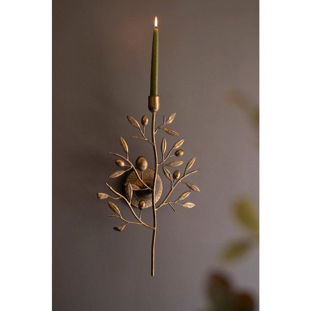 Antique Brass Fruit Tree Taper Wall Sconce. Picture 1