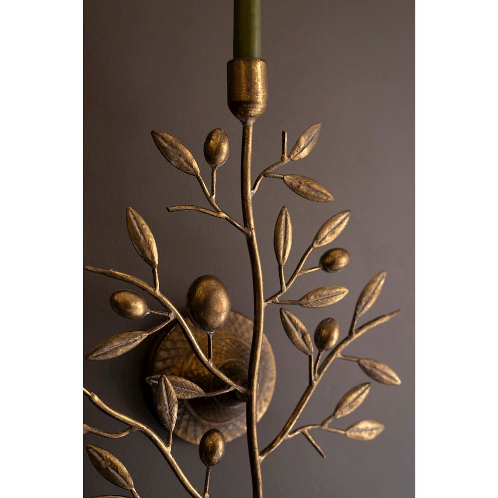 Antique Brass Fruit Tree Taper Wall Sconce. Picture 2