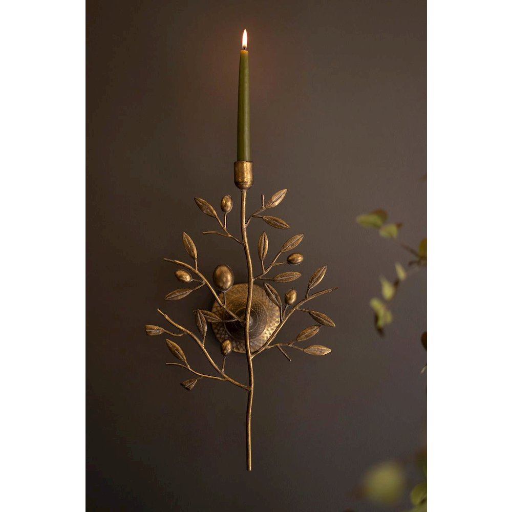 Antique Brass Fruit Tree Taper Wall Sconce. Picture 4