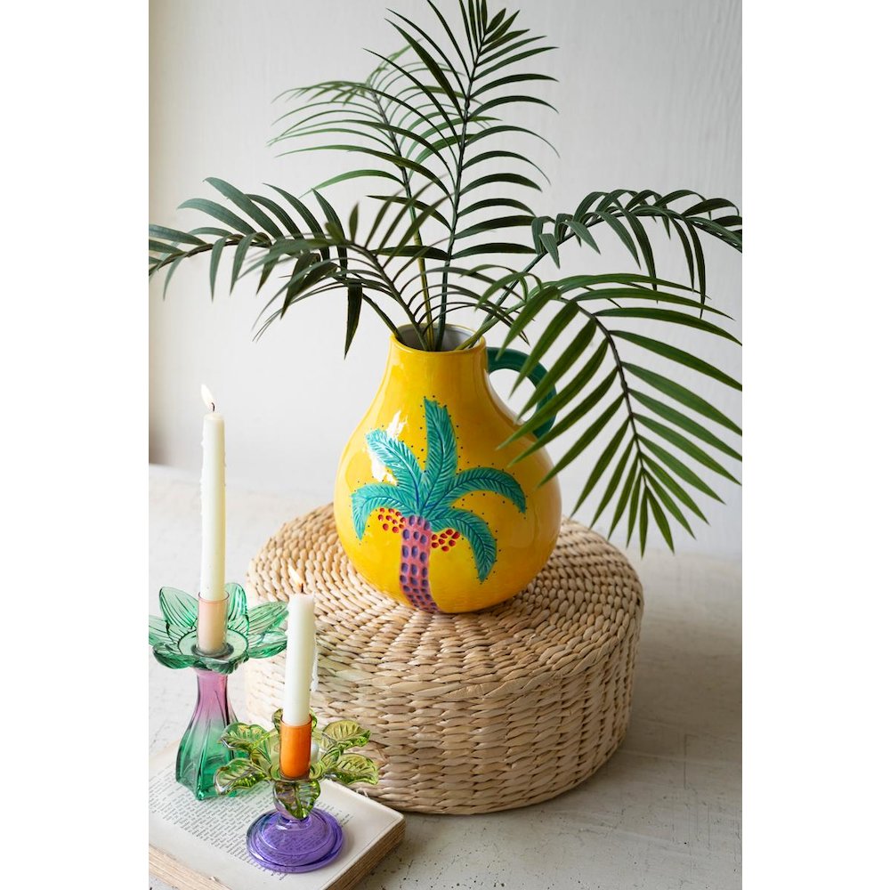 Ceramic Palm Tree Vase With Handle. Picture 4