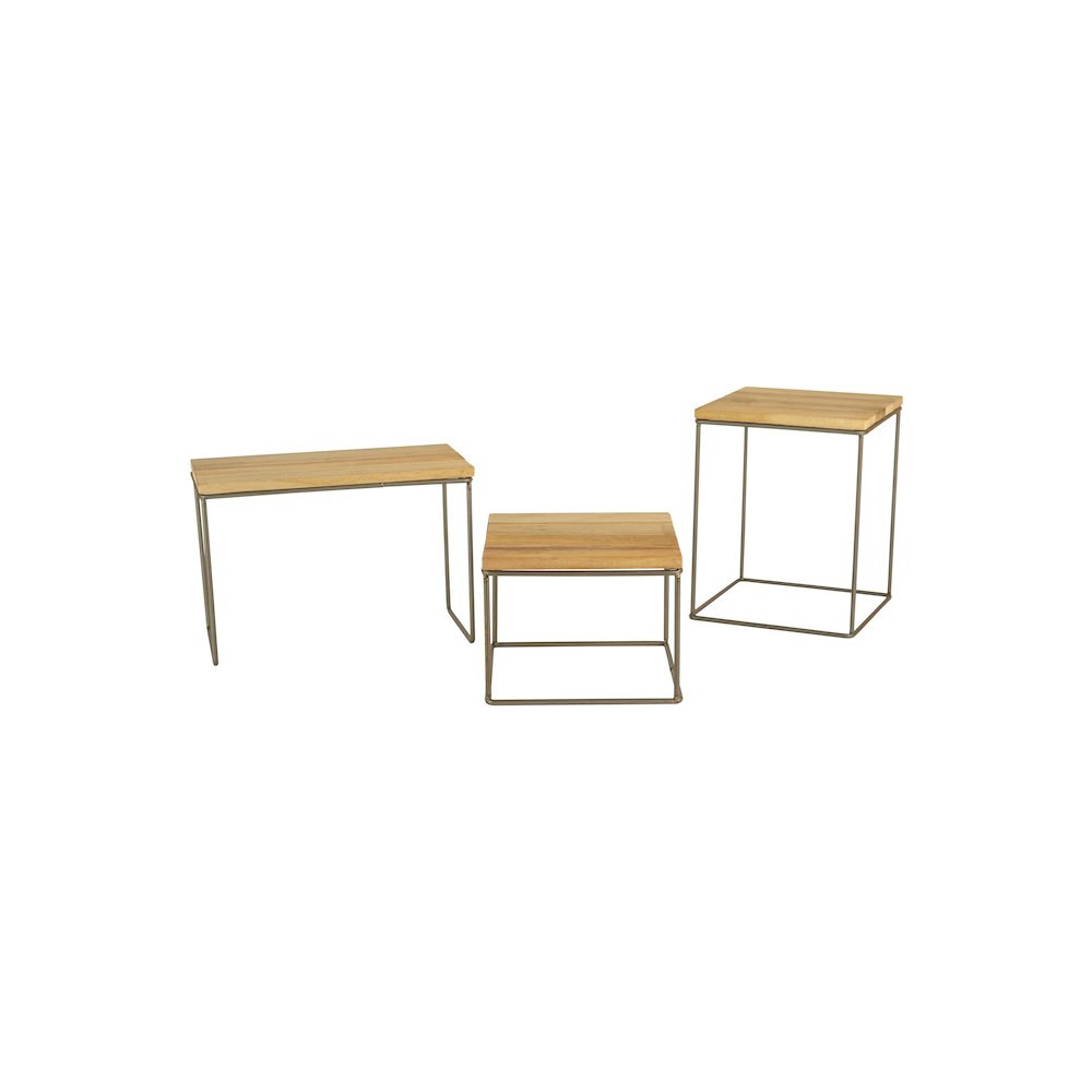Set Of Three Wood And Metal Risers. Picture 1